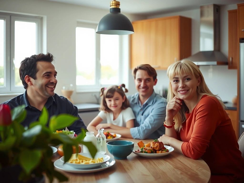 Familie bei gemeinsamer Mahlzeit
